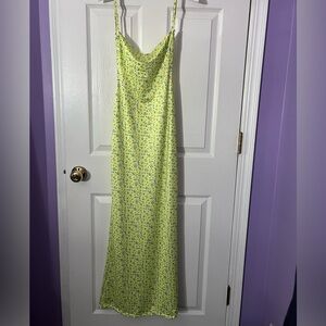 Backless yellow floral dress